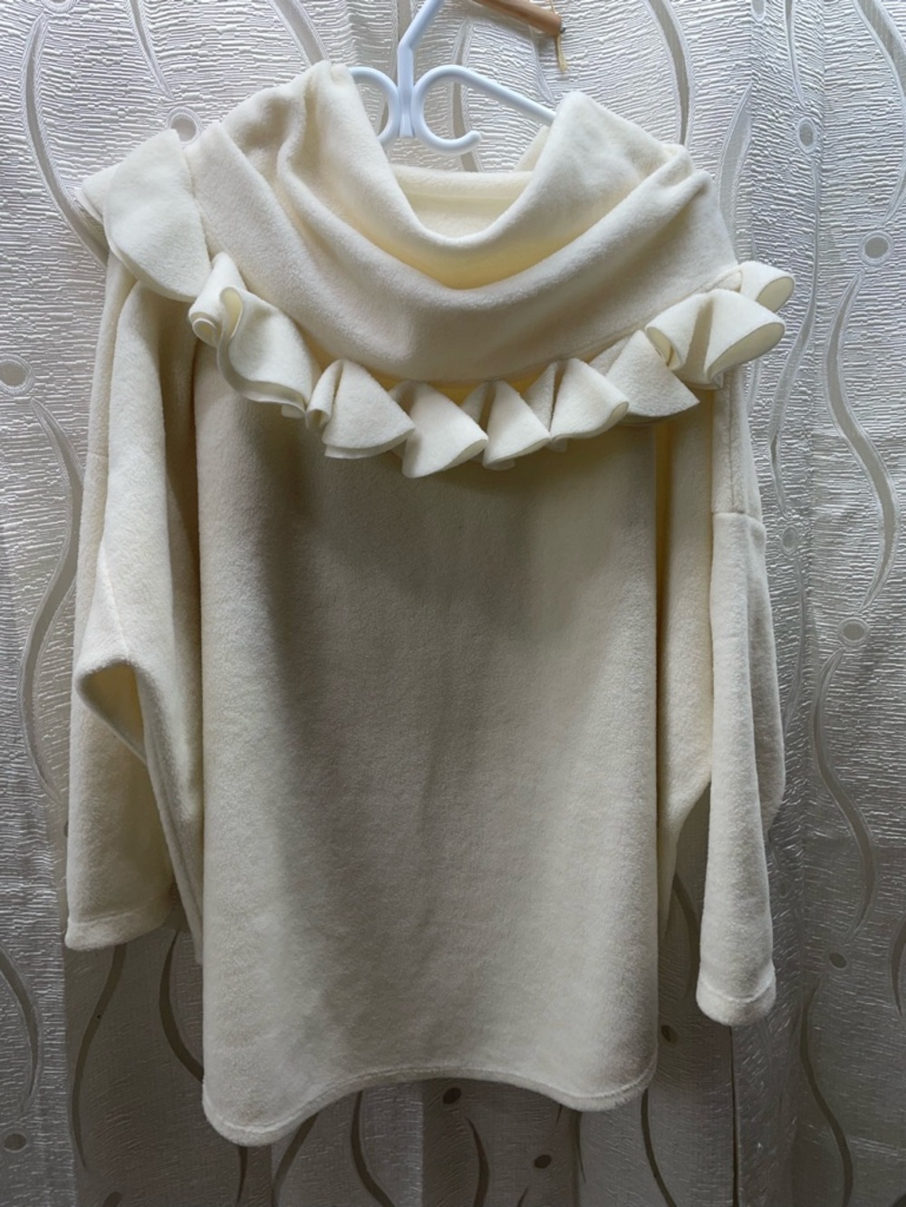 Boris Cream Ruffle Cowl Neck Sweater
